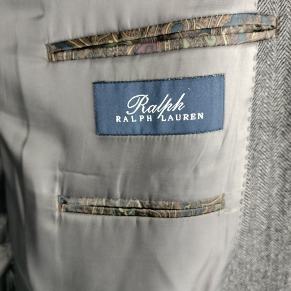 Ralph Ralph Lauren Gray/Navy Chevron Pattern 2 button Wool Sport Coat Sz 58 L - Picture 9 of 10